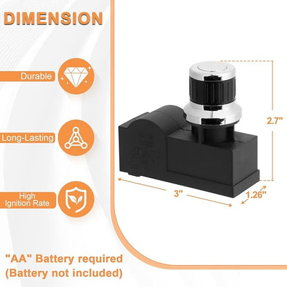 DHLG-12 Igniter 2 Outlets Universal Tact Push Button Igniter Kit for CharBroil Igniter Replacement,Nexgrill, Broilmaster, Broil-Mate, Kenmore Sears, Brinkmann,Char-Griller Grill etc.,AA Battery Needed