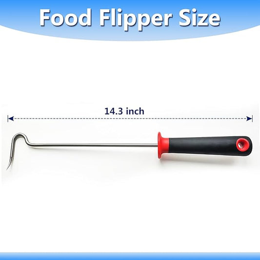 5Pcs Food Flipper Turner Hooks, Stainless Steel BBQ Turner Hooks Non-slip Handles BBQ Grill and Smoker Accessories for Grilling Ribs Steaks Chicken Sausages
