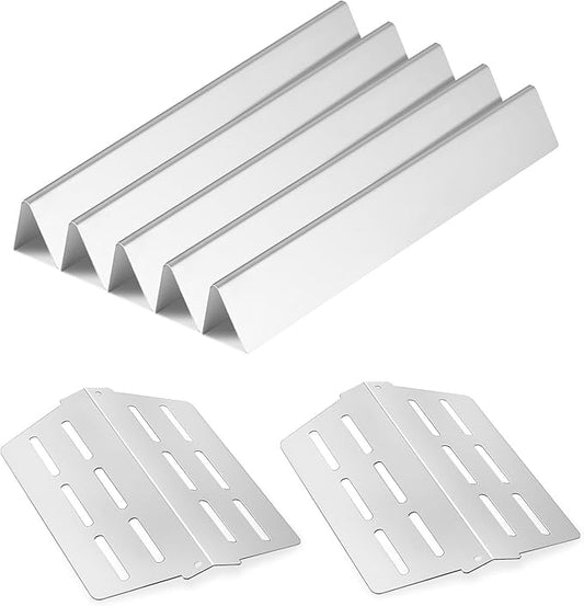VEVOR Flavorizer Bars and Heat Deflectors, 17 inch Grill Replacement Part, for Weber Genesis 300 Series Grills, Including E310 E320 E330 S310 S320 S330, Stainless Steel Thicker Heat Plate, 7 Pack