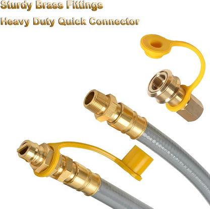 12FT, 24FT, 36FT, 56FT 3/4" ID Natural Gas Hose with Quick Connect | 3/4" ID Natural Gas Hose with Quick Connect Fittings for NG/LP Propane Appliances, Grill,Patio Heaters,Generators