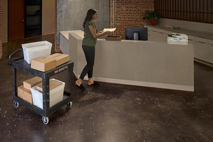 Rubbermaid Commercial Brute 3-Shelf Heavy-Duty Utility/Service Cart, Medium, High Storage, Lipped Shelves, Ergonomic Handle, 600 lb. Capacity, Ideal for Warehouse/Garage/Cleaning/Maintenance/Office