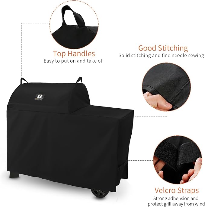 Grill Cover for Traeger Grills BAC761 Woodridge Pellet Grill, Full-Length All Weather Accessory for Smoker TFB86MLH