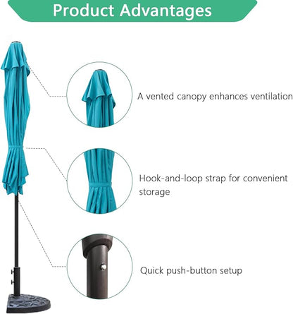 Helios&Hestia 9 ft Small Half Round Wall Outdoor Market Patio Umbrella with Tilt and Crank for Garden, Deck, Balcony