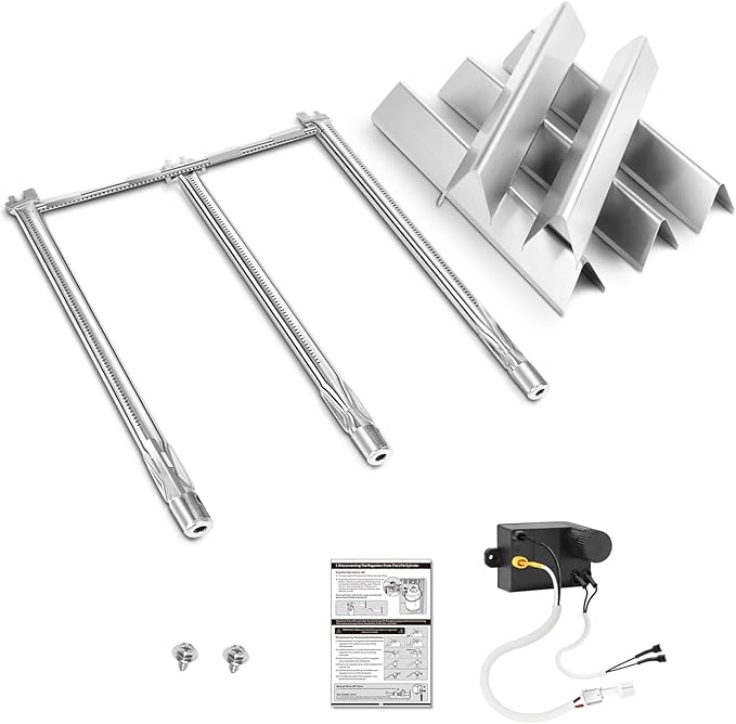 Grill Parts for Weber Spirit E310, 69787 Burner Tube Kit & 7636 Weber Spirit 300 Flavorizer Bars with Igniter, Stainless Steel Weber Spirit II Grill Parts for Spirit 300 Series E-310 E-320 E-330