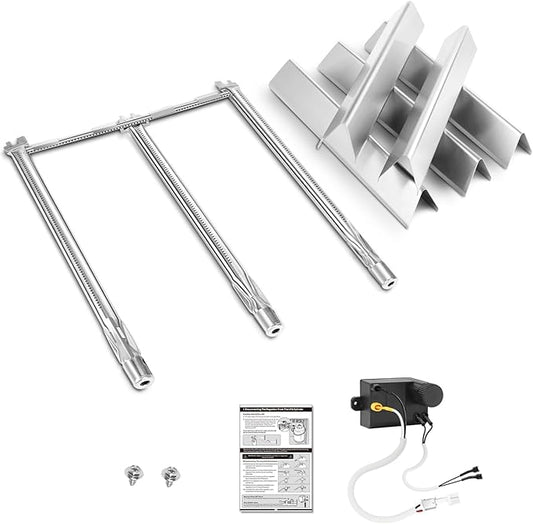 Grill Parts for Weber Spirit E310, 69787 Burner Tube Kit & 7636 Weber Spirit 300 Flavorizer Bars with Igniter, Stainless Steel Weber Spirit II Grill Parts for Spirit 300 Series E-310 E-320 E-330