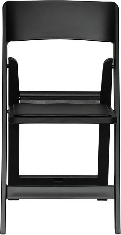 Flash Furniture Hercules Tucker Commercial Black Resin Folding Chair - Lightweight, Vinyl Padded Removable Seat, Indoor Outdoor Use, Event & Wedding Ready, Set of 4