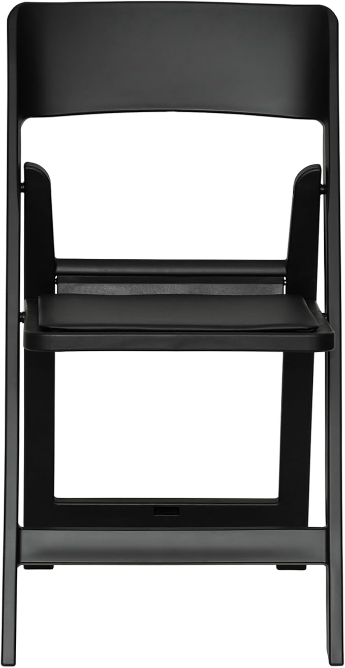 Flash Furniture Hercules Tucker Commercial Black Resin Folding Chair - Lightweight, Vinyl Padded Removable Seat, Indoor Outdoor Use, Event & Wedding Ready, Set of 2