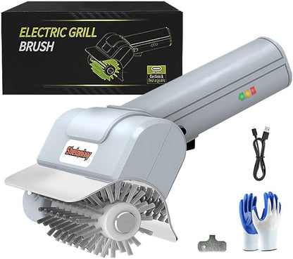 Electric Grill Brush and Cleaner - Cordless Rechargeable BBQ Cleaning Tool with Stainless Steel Removable Head, Dishwasher Safe, USB-C 4000mAh Battery for Grill Grates(Grey)