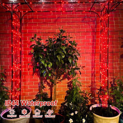 QITONG 2 Pack Halloween Solar Fairy Lights, Each 66ft 200 LED Red String Light Outdoor Waterproof, 8 Modes Silver Wire Christmas Twinkle Mini Lights