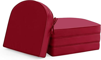 Outdoor Chair Cushions Set of 4: Waterproof & Fade Resistant Patio Furniture Cushions - 18.5 x 16 x 2 Inch Non Slip Round Corner Seat Cushion Pads with Removable Cover for Garden Yard Lawn, Burgundy