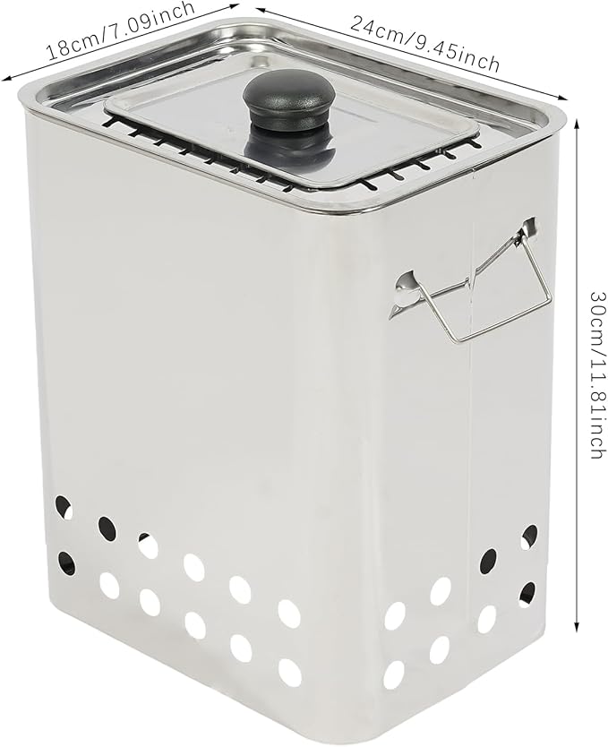 Square Barbecue Hanging Grill with Gloves Stainless Steel Smokeless Kebob Grill,for 26 Skewers,Portable Vertical Charcoal Grill,for Camping,Picnic,Patio,9.45 * 7.09 * 11.81in (Square)