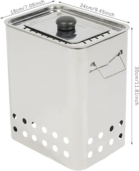 Portable Smokeless Barbecue Grill, Stainless Steel Charcoal Kebab Grill, Large Capacity 360° All-Round Roasting, Hanging BBQ Stove for Camping, Picnic, Backyard, Outdoor Cooking,Square