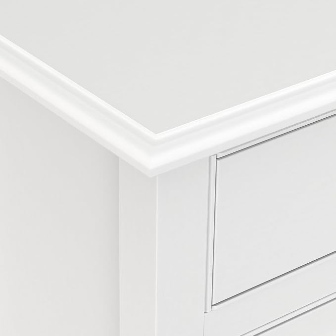 SIMPLIHOME Connaught 40" Wide Solid Wood Storage Cabinet in White | Traditional slim entryway and living room organizer for hats, gloves, shoes and keys with space-saving storage design.