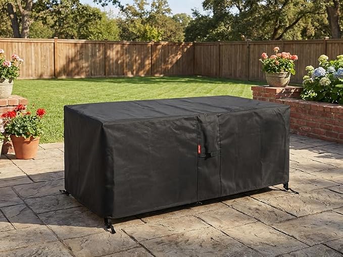 SheeChung Rectangular Fire Pit Cover Fits 40-44 Inch Fire Table-Waterproof Anti-UV 600D Heavy Duty Outdoor Cover for Patio Table Furniture Gas Firepit Deck Box Protector/Storage Cover(44"x28"x25")