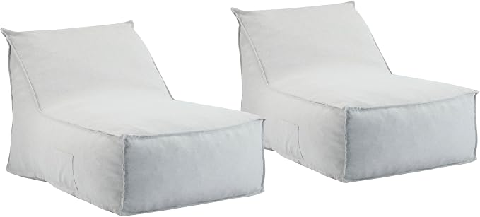 Christopher Knight Home Venny 48" L Outdoor Bean Bag Chair Set of 2, Fabric Bean Bag Chair for Adults and Kids, Indoor/Outdoor Sun Lounger, Patio Lounge Chair Set of 2, Light Gray