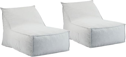Christopher Knight Home Venny 48" L Outdoor Bean Bag Chair Set of 2, Fabric Bean Bag Chair for Adults and Kids, Indoor/Outdoor Sun Lounger, Patio Lounge Chair Set of 2, Light Gray
