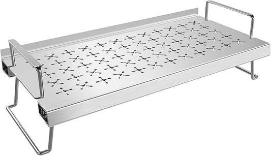 Skyflame Adjustable Griddle Warming Rack for 17" 22" 28" 36" Flat Top Griddle, Universal Grill Rack with Foldable Legs and Raised Edge, Compatible with Blackstone, Weber, Charbroil, Camp Chef