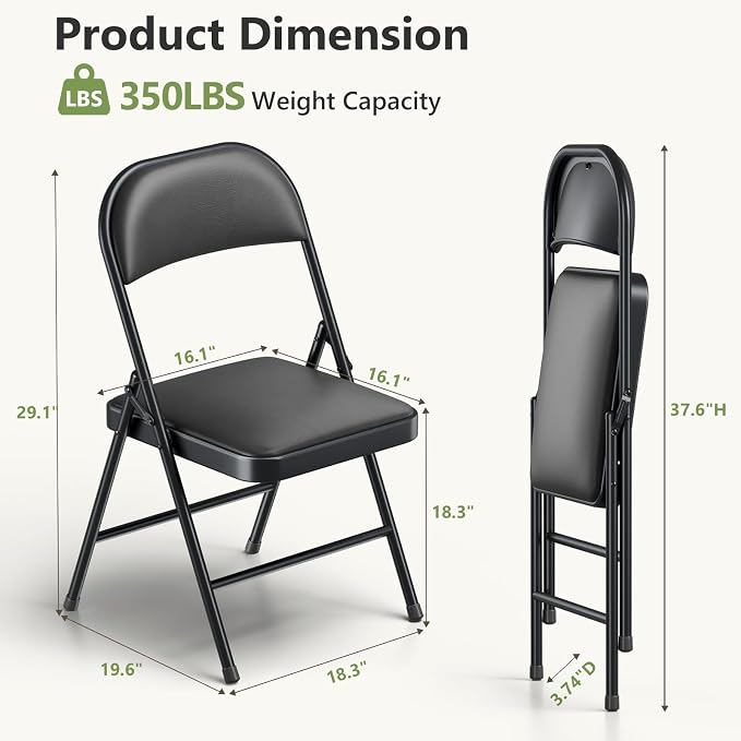 Folding Dining Table Set for 8, 8FT Foldable Plastic Table with Carrying Handle & 8 PU Leather Padded Folding Chairs, Portable Table and Chairs Set for Indoor Outdoor, Party, Wedding, Picnic, Camping
