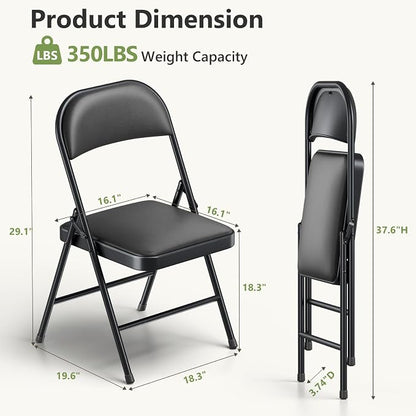 Folding Dining Table Set for 8, 8FT Foldable Plastic Table with Carrying Handle & 8 PU Leather Padded Folding Chairs, Portable Table and Chairs Set for Indoor Outdoor, Party, Wedding, Picnic, Camping