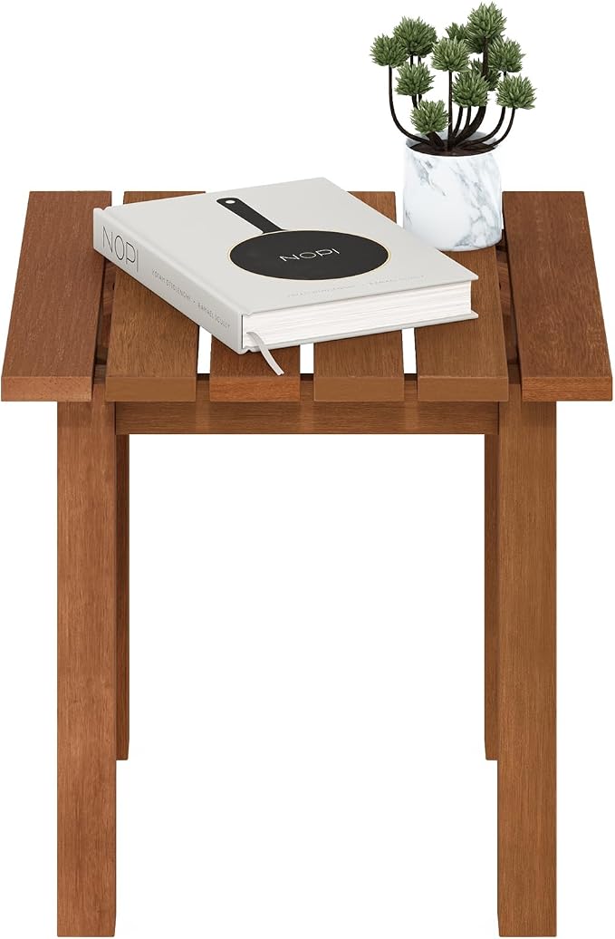 Furinno TIOMAN Patio Table, Outdoor Side Table, Patio End Table, Coffee Table in Teak Oil, for Patio, Garden, Porch, Natural