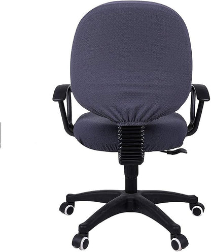 Smiry Office Computer Chair Covers for Desk Rotating Chair Protector | Stretch Jacquard Removable Washable Universal Slipcovers, Seat + Backrest Cover, Dark Grey