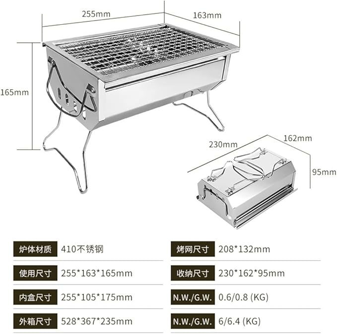 HBJWOV Outdoor Folding Portable Barbecue Stove Home Mini Stainless Steel Charcoal Grill(white-Fruit peach5)