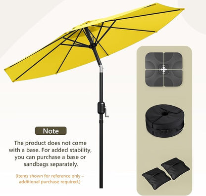 9FT Patio Umbrella,Outdoor Table Umbrella with Push Button Tilt & Crank,Pool Umbrella with Fade-Resistant Canopy, Heavy-Duty Steel Frame, Vented Top, for Deck, Backyard & Market