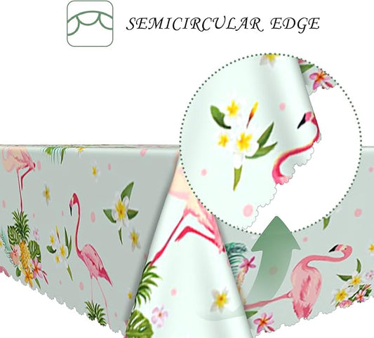 60x102 Inch Summer Theme Rectangular Tablecloth Hawaii Tropical Coastal Flamingo Floral Pineapple Table Cloth Washable Durable Table Cover for Kitchen Dining Patio Holiday Beach Party Decor