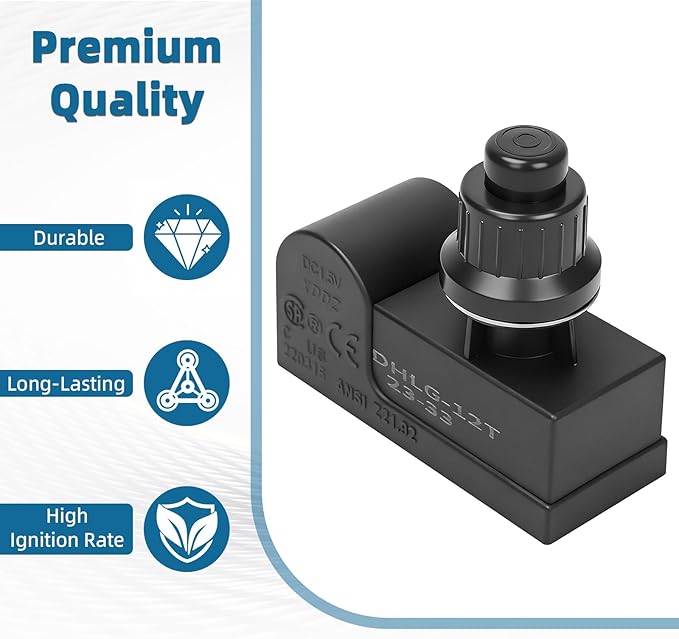 Grill Igniter Kit Replacement Parts - for Charbroil, Expert Grill, Dyna Glo, Kenmore, Universal 2 Outlet Button