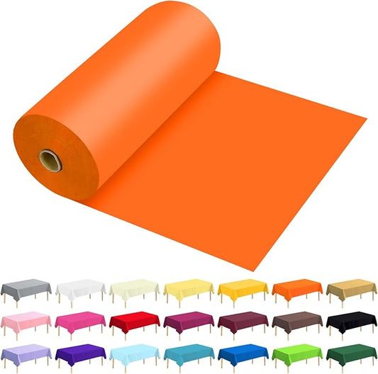 54 Inch X 300 Feet Plastic Table Cover Roll Premium Disposable Plastic Tablecloth for All Type/Shape Tables | Picnic, Party, Banquet, Birthdays, Weddings (Orange, 54 Inch X 300 Feet)