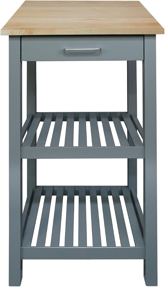 Casual Home Sunrise (Small) with Solid Harvest Hardwood Top Kitchen Island, 22.75" W, Slate Gray
