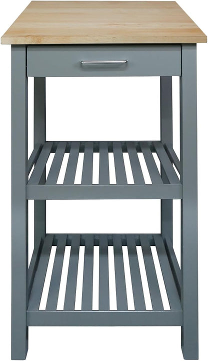 Casual Home Sunrise (Small) with Solid Harvest Hardwood Top Kitchen Island, 22.75" W, Slate Gray