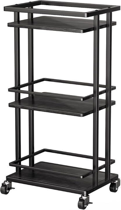 OKZEST 3-Tier Bar Cart for Home, Mini Rolling Liquor Cabinet & Serving Cart | Small alcohol coffee bar cart for party, Holds wine, liquor, beverage, glassware, shaker, coffee supplies, Rustic farmhouse