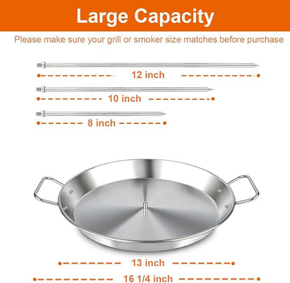 BBQ Vertical Skewer Pan Gyro Spit Shawarma Stand for oven, Al Pastor Skewer for Grill, El Pastor Hack for Tacos Al Pastor Chicken, Brazilian, Stainless Steel, with 8",10" and 12" stick