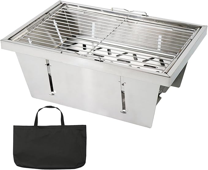 Barbecue Charcoal IGT Grill, Folding Stainless Steel Instant Setup Charcoal Grill For IGT Table, Portable BBQ Tool Kits For Outdoor Camping Hiking