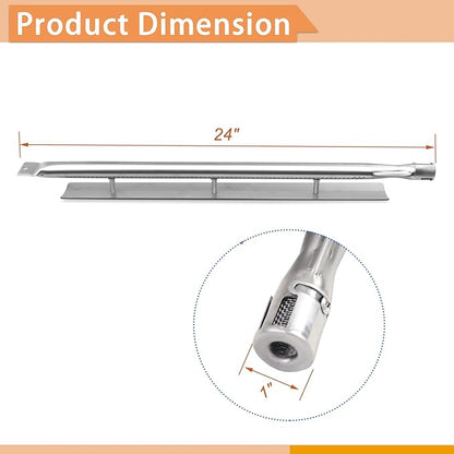 24" Stainless Steel Burner Tubes Replacement for Viking VGBQ530-4RT/E, VGBQ5304RE, VGBQ5304RT, VGBQ530T, VGBQ532-3RT/E, VGBQ5323RE, VGBQ5323RE1, VGBQ532T, VGIQ300-2RT, VGIQ410, 2 Pack