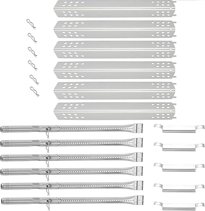 463240115 Heat Plates Burner Tubes Replacement Parts for Charbroil 6 Burner Gas Grill Parts 463235815 469235815 Char-Broil Advantage Grill Parts G432-8M00-W1 Burner G458-0018-W1 Heat Plate Shield