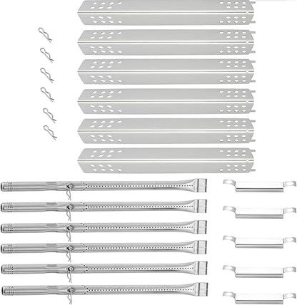 463240115 Heat Plates Burner Tubes Replacement Parts for Charbroil 6 Burner Gas Grill Parts 463235815 469235815 Char-Broil Advantage Grill Parts G432-8M00-W1 Burner G458-0018-W1 Heat Plate Shield