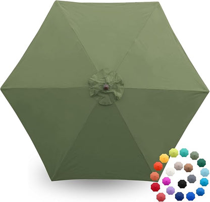 Formosa Covers 9ft 6 Ribs Market Patio Umbrella Replacement Canopy - Top Canvas - 600D UV Protective and Water Resistant Umbrella Fabric - Premium Replacement Canopy Cover ONLY (Sage Green)