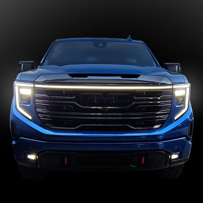 LED Grill Light Power Bar for 2022-2023 GMC Sierra 1500 (Black Anodized Frame)