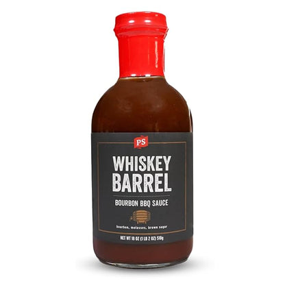 PS Seasoning Whiskey Barrel Bourbon BBQ Sauce - All-Purpose Marinade, Glaze, Baste, and Dip - Sweet and Smoky Sauce, Great for Baby Back Ribs, Tri-Tip, Pulled Pork, Chicken, Beans, and more
