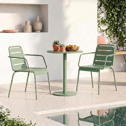 Christopher Knight Home Jodi Outdoor Bistro Set, 3-Piece Bistro Table and Chairs Set of 2, Patio Furniture Set with Iron Frame, Patio Conversation Set for Poolside/Garden Cafeteria, Matte Green