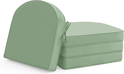 Outdoor Chair Cushions Set of 4: Waterproof & Fade Resistant Patio Furniture Cushions - 19 x 19 x 2 Inch Non Slip Round Corner Seat Cushion Pads with Removable Cover for Garden Yard Lawn, Sage Green