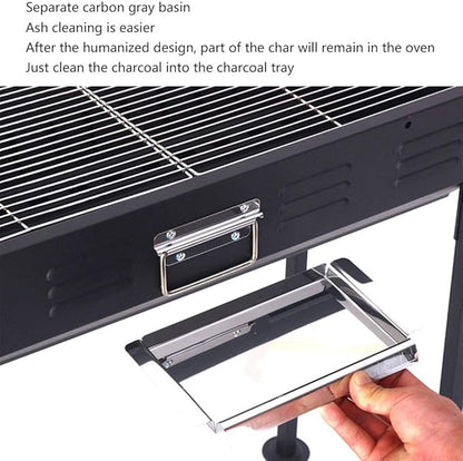 Portable Charcoal Grill Folding Charcoal BBQ Grill Utensil Stainless Steel Barbecue Grill, for Outdoor BBQ Garden Terrace Camping Picnic 120 * 31 * 65Cm