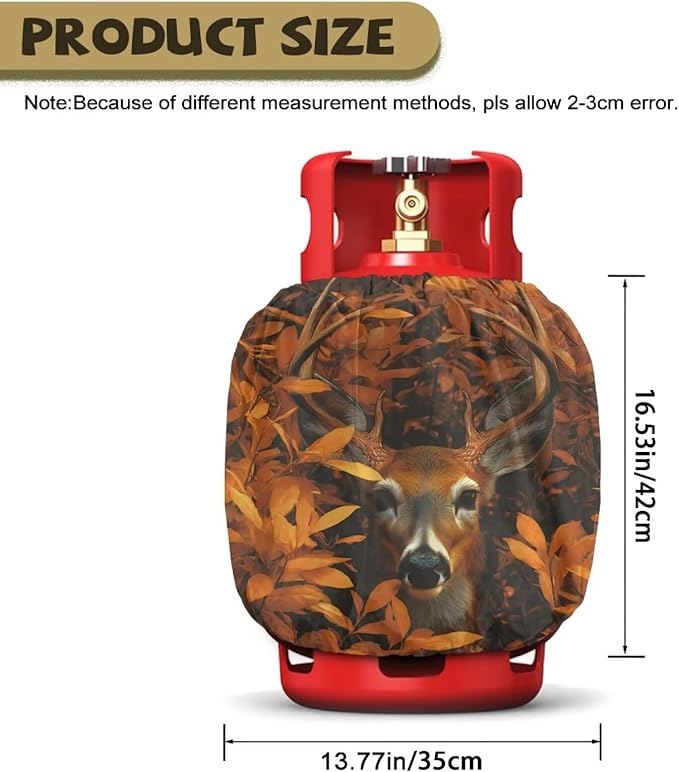 Camper Propane Tank Cover Camo Deer Outdoor 600D Heavy Duty Waterproof Covers Fits Standard 20 lb Cylinder, 13.7'' x 16.5'' for Rv Traile