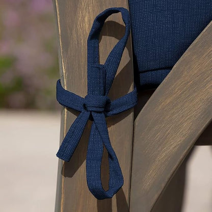 Magpie Fabrics Indoor Outdoor Cushion Cover Replacement 2 Pack, NO Insert! Water Repellent Slipcover with Ties Decor for Patio Garden Chair Seat Sofa Bench Wicker(Navy Blue Textured, 22x20x4 Inch)