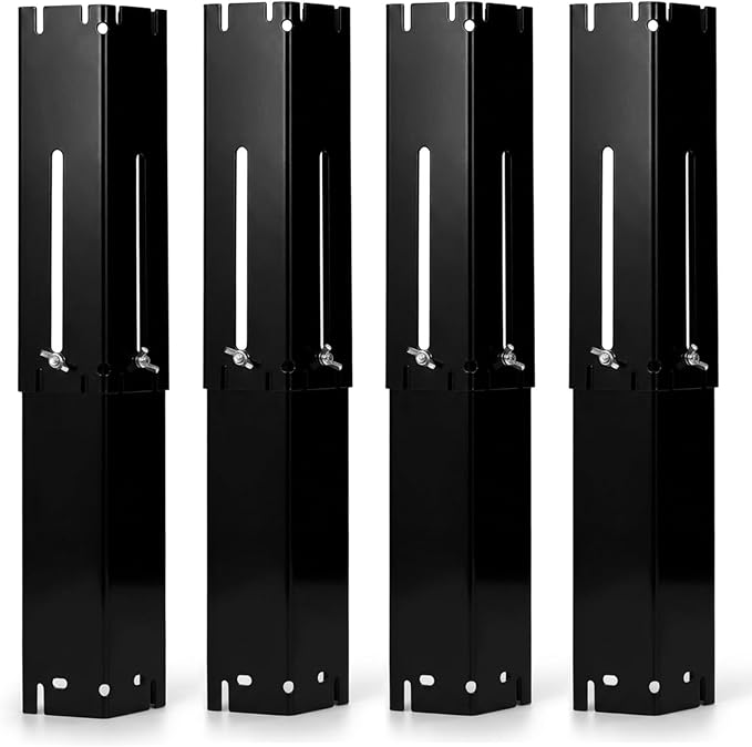 Universal Adjustable Grill Burner Covers Heat Shields Heat Plates Replacement Flame Covers Heat Tents Porcelain Steel Grill Replacement Parts Extends from 13.5" Up to 25" L (Pack of 4)