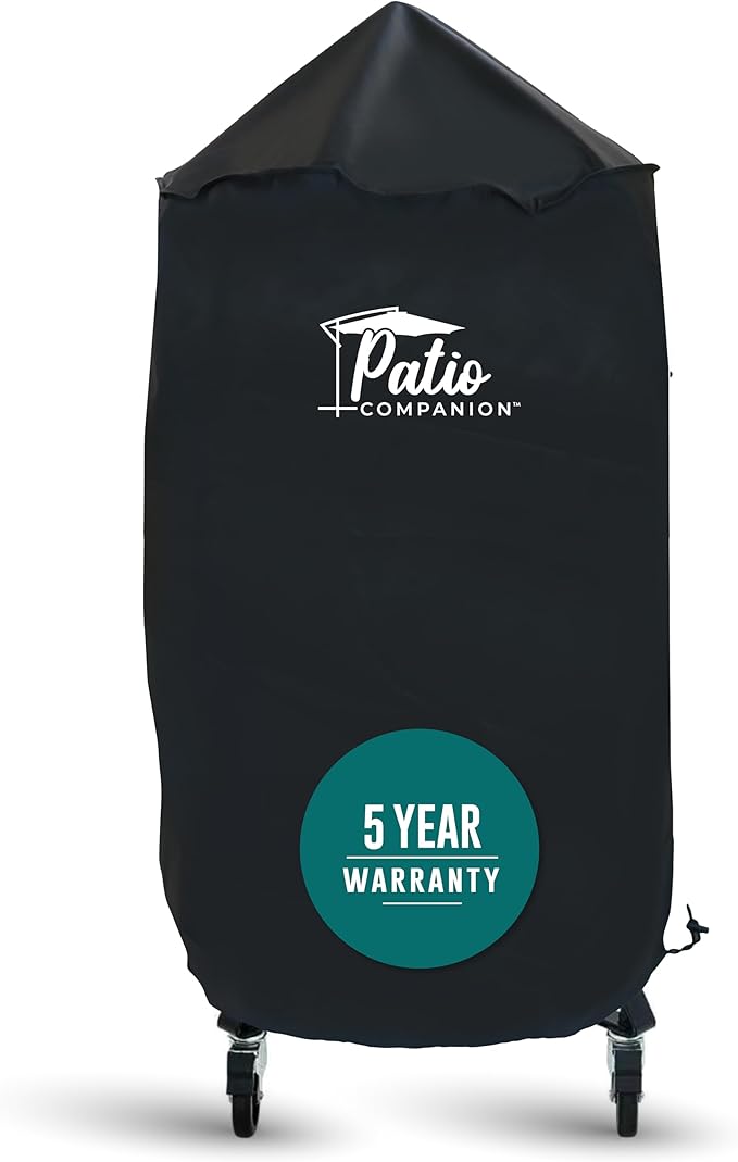 Patio Companion Professional 27.5 Inch Kettle Grill & Vertical Smoker Cover, 5 Year Warranty, Heavy Duty UV Blocking Material, Waterproof, Weather Resistant, Cover for Weber, Nexgrill, Pit Boss, Black