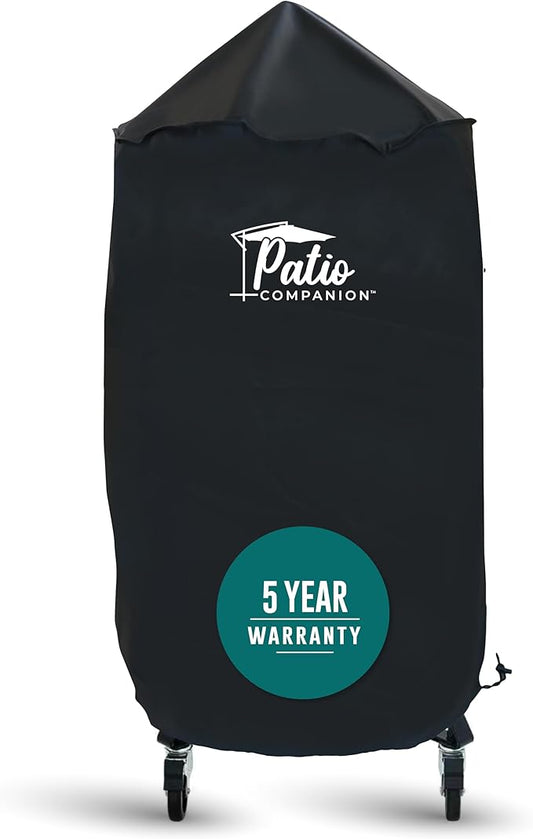 Patio Companion Professional 27.5 Inch Kettle Grill & Vertical Smoker Cover, 5 Year Warranty, Heavy Duty UV Blocking Material, Waterproof, Weather Resistant, Cover for Weber, Nexgrill, Pit Boss, Black