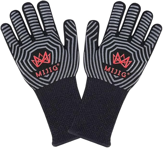 Extreme Heat BBQ Grilling Gloves with Non-Slip Silicone Grip Design (EN407 Lab Certified)